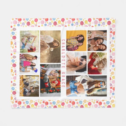 Couverture Polaire 10 Photo Moderne Design Aquarelle Pois Nom (Devant (Horizontal))