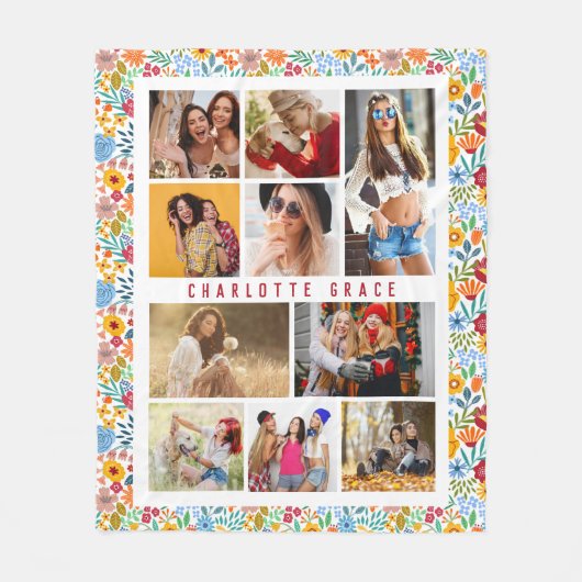 Couverture Polaire 10 Photo Moderne tendance Floral Nom élégant (Devant)