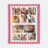 Couverture Polaire 10 Photo Moderne Tendance Pink Stripes Stylish Nom (Devant)