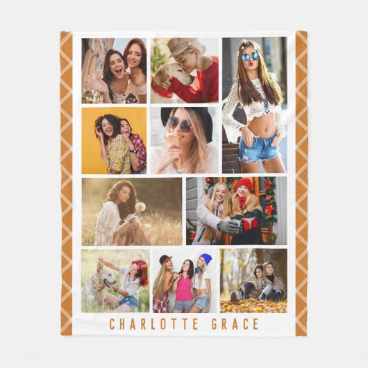 Couverture Polaire 10 Photo Simple Moderne Minimal Plaqué Nom Chic (Devant)