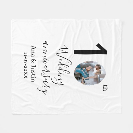 Couverture Polaire 10e anniversaire du mariage nom photo bold lettre (Devant (Horizontal))