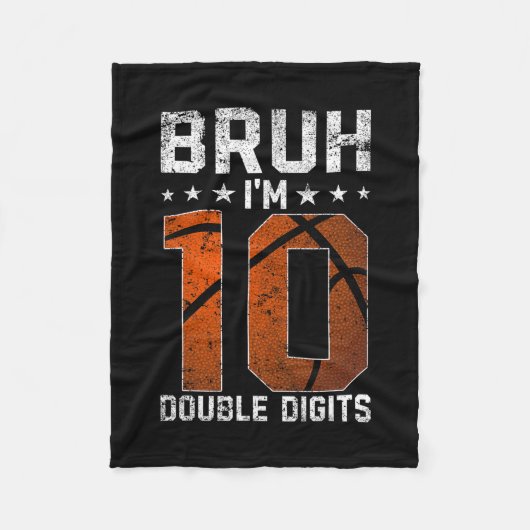 Couverture Polaire 10th Birthday Sketll Bruh I'm Double Digits 10 Yea (Devant)