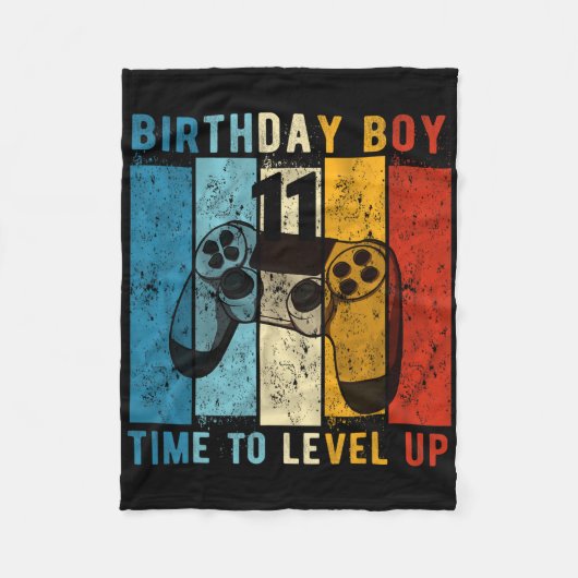 Couverture Polaire 11 Anniversaire Garçon 11 Temps De Niveau Jusqu'Au (Devant)