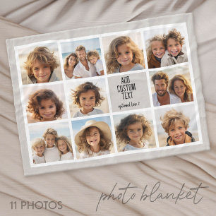Couverture Polaire 11 Collage Photo - Moderne Minimaliste Blanc sur T