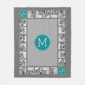 Couverture Polaire 11 Photos Turquoise Charcoal Chevrons Monogramme (Devant)