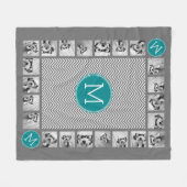 Couverture Polaire 11 Photos Turquoise Charcoal Chevrons Monogramme (Devant (Horizontal))
