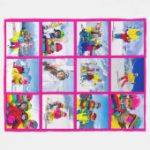 Couverture Polaire 12 Collage Grille Photo Rose Chaud (Devant (Horizontal))