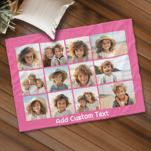 Couverture Polaire 12 Collage photo avec Arrière - plan rose magenta