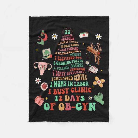 Couverture Polaire 12 Days Of Ob-gyn Christmas Tree Labor & Deliv (Devant)