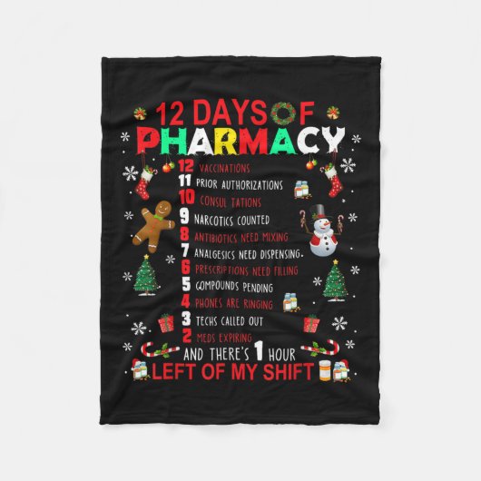 Couverture Polaire 12 Jours De Pharmacie Funny Christmas Pharmacist T (Devant)