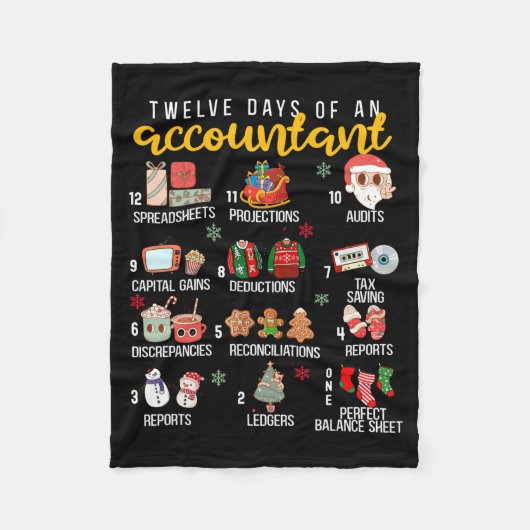 Couverture Polaire 12 Jours D'un Comptable, Fête De Noël, Tshirt Comp (Devant)