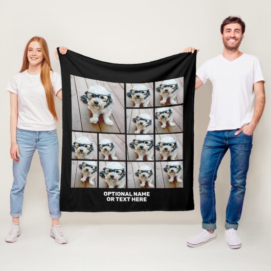 Couverture Polaire 13 Photo Collage Carré moderne Disposition en noir (En situation)