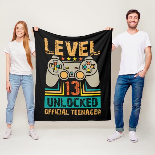 Couverture Polaire 13th Birthday Gift Boys Level 13 Unlocked Official (En situation)