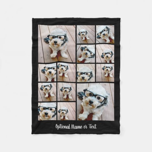 Couverture Polaire 14 Photo Collage carré noir blanc calligraphie (Devant)