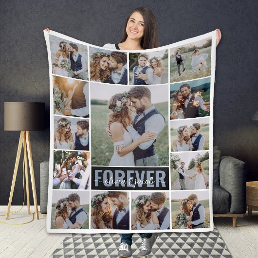 Couverture Polaire 15 Photo Collage Nom du monogramme