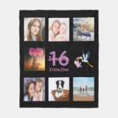 Couverture Polaire 16e anniversaire photo collage fille noir (Devant)