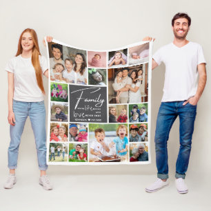 Couverture Polaire 17 Photo Collage Famille Citation Nom Gris Et Blan