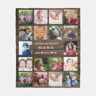 Couverture Polaire 18 Photo Collage Dark Wood Love You Nana