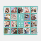 Couverture Polaire 18 Photo Collage Nom de famille Turquoise (Devant (Horizontal))