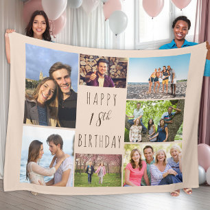 Couverture Polaire 18e anniversaire 7 photo Collage Beige neutre