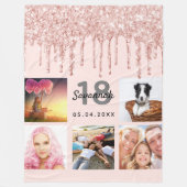 Couverture Polaire 18e anniversaire blush rose or parties scintillant (Devant)