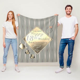 Couverture Polaire 18e anniversaire de Mariage Porcelain oeil de chat