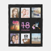 Couverture Polaire 18e anniversaire photo collage fille noir (Devant)