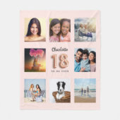 Couverture Polaire 18e anniversaire rose or blush photo collage nom (Devant)