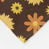 Couverture Polaire 1970 Retro Brown orange jaune fleuri (Coin)