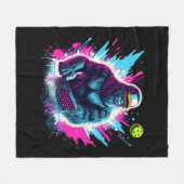 Couverture Polaire 1980 Bigfoot Sasquatch Jouer au Pickleball 2 (Devant (Horizontal))