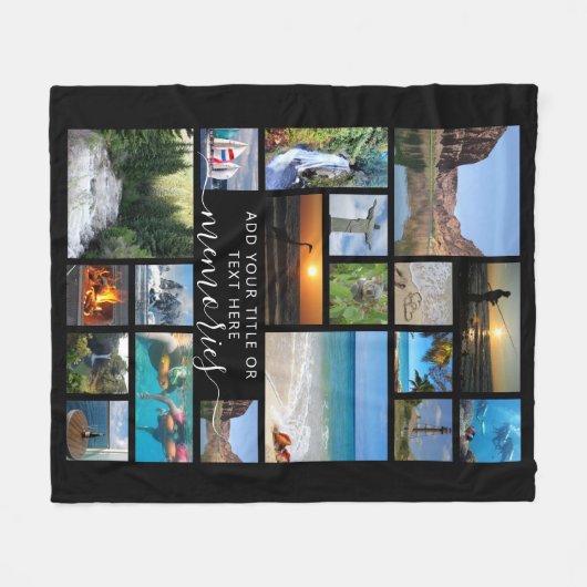 Couverture Polaire 19 photo moderne Collage de script MEMORIES (Devant (Horizontal))
