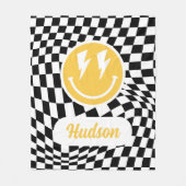 Couverture Polaire 1anniversaire sourire visage rétro noir blanc supe (Devant)