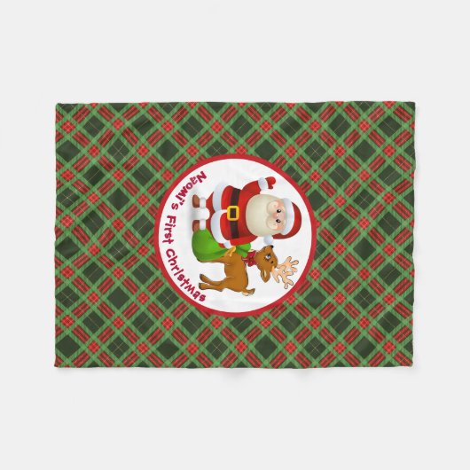 Couverture Polaire 1er Noël du bébé Personnaliser Nom Père Noël (Devant (Horizontal))