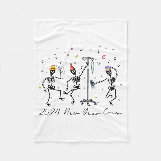 Couverture Polaire 2024 New Year Crew Skeleton Dancing Funny Nurse Ic (Devant)