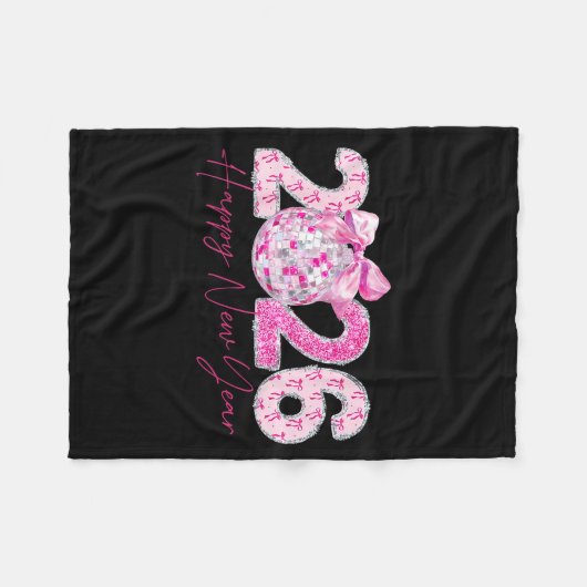 Couverture Polaire 2026 Happy New Year Bow Patch Disco Ball  (Devant (Horizontal))