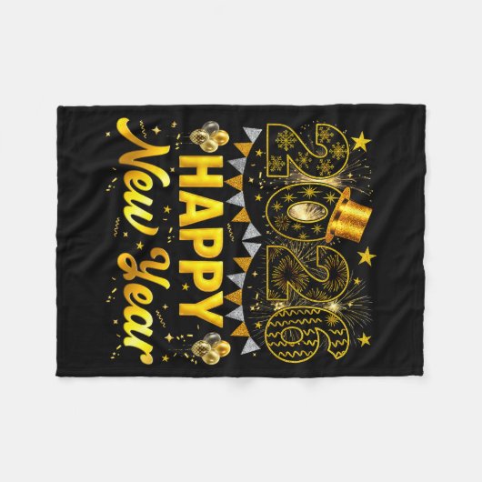 Couverture Polaire 2026 Happy New Year Celebration Party Fire Work Me (Devant (Horizontal))