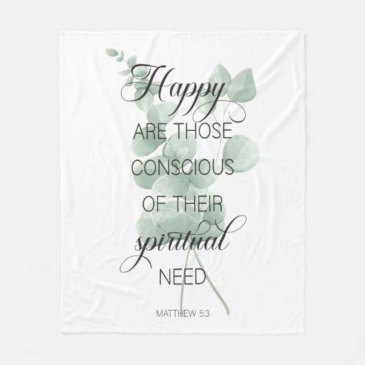 Couverture Polaire 2026 JW Year Text Matthew 5:3 with Eucalyptus (Devant)