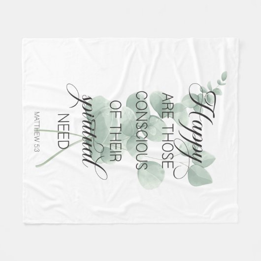 Couverture Polaire 2026 JW Year Text Matthew 5:3 with Eucalyptus (Devant (Horizontal))