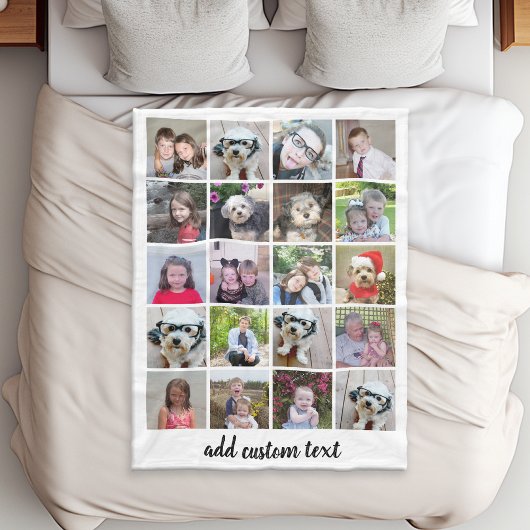 Couverture Polaire 20 Photo Collage - Grille avec texte de script - b