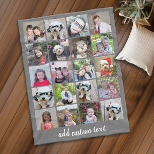 Couverture Polaire 20 Photo Collage - Grille avec texte de script - g