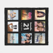 Couverture Polaire 21e anniversaire noir argent photo collage nom (Devant (Horizontal))