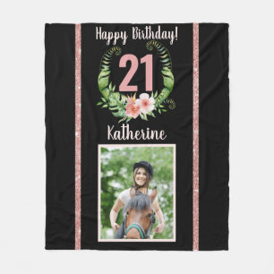 Couverture Polaire 21e anniversaire nom floral noir