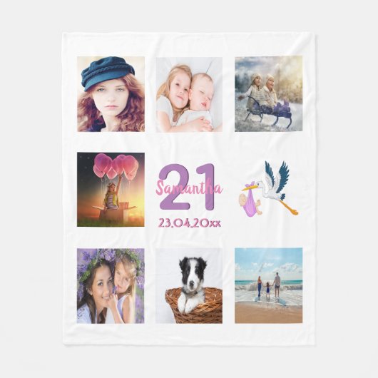 Couverture Polaire 21e anniversaire photo collage blanc (Devant)
