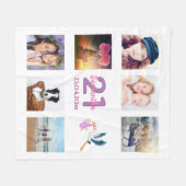 Couverture Polaire 21e anniversaire photo collage blanc (Devant (Horizontal))