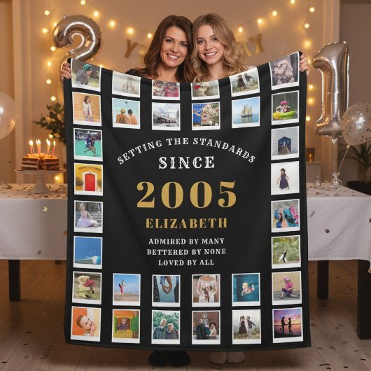 Couverture Polaire 21st Birthday Family Photo Collage 32 Photographs