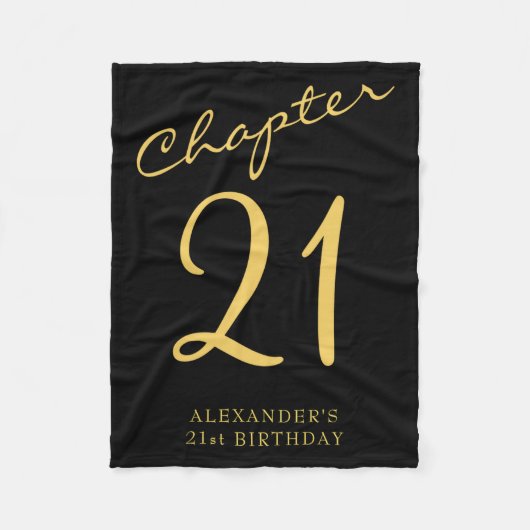 Couverture Polaire 21st Birthday Party Gold Script Blue  (Devant)