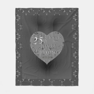 Couverture Polaire 25e anniversaire de Mariage Rose d'argent Fleece