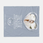 Couverture Polaire 25e anniversaire mariage d'argent coeur photo (Devant (Horizontal))