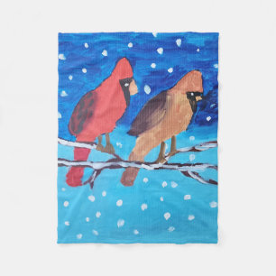 Couverture Polaire 2 Cardinaux sur une branche d'arbre d'hiver