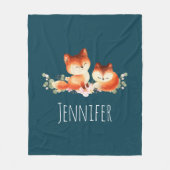 Couverture Polaire 2 mignons Petits Renards Rouges Aquarelle Design (Devant)
